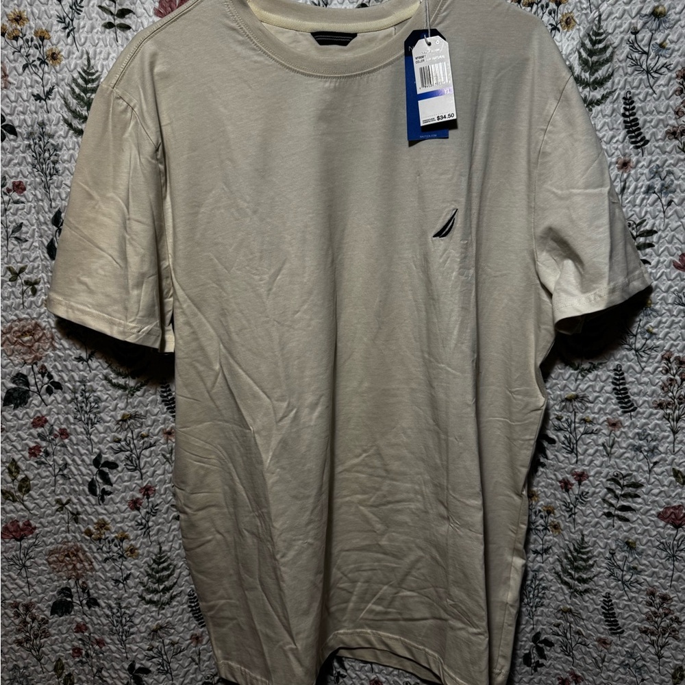 Nautica Men's Short Sleeve Cream Tee